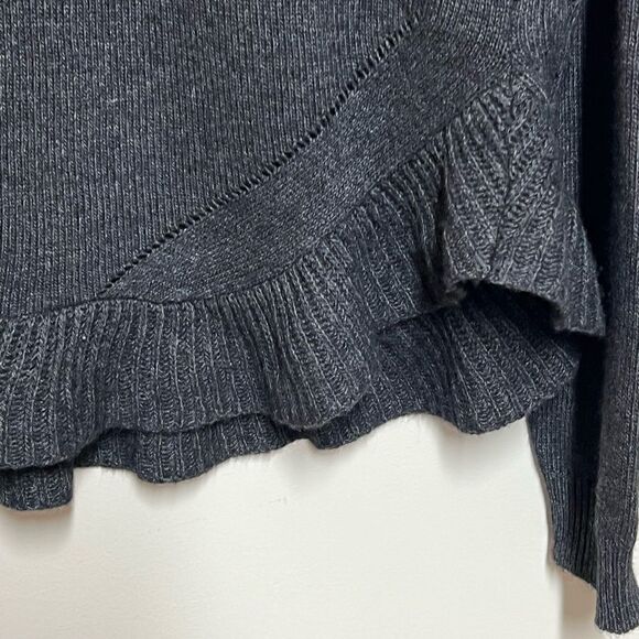 Benedetto B Italy Cashmere Wool Blend Chic Ruffle Hem Sweater Sz L - Picture 3 of 6